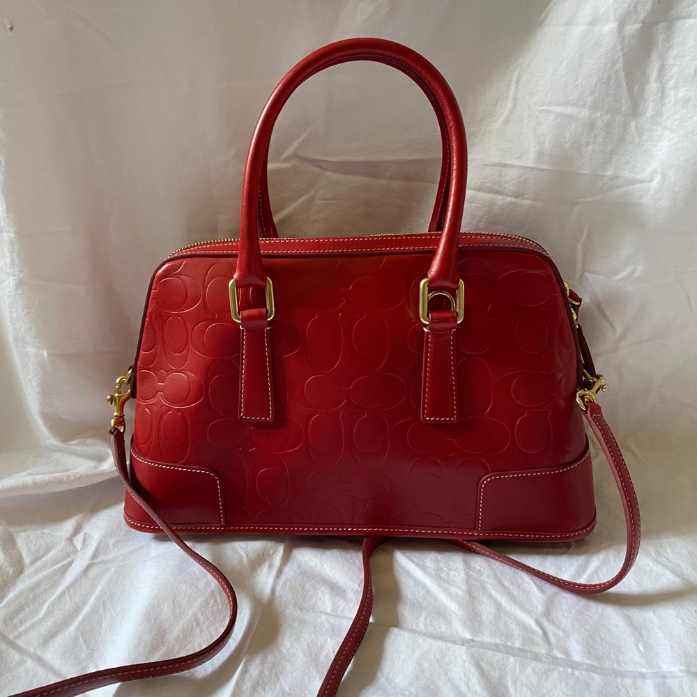 Coach Red Monogram Embossed Crossbody Bowler - NWOT